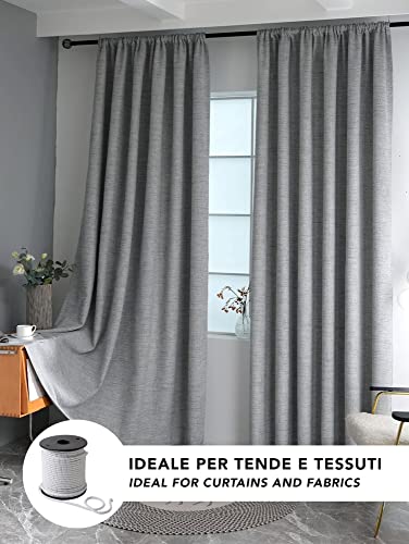 IPEA Cuerda de Plomo para Cortinas - 5 Metros - Trenza con Plomo - Hilo Cuerda Plomada para Cortinas Telas Mosquiteras - Varios Gramajes - Peso Lastre - Color Blanco - 100 G/MT