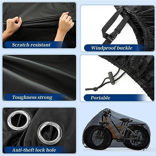 IPSXP Funda Bicicleta Exterior,210D Oxford Cubierta Protector Impermeable al Aire Libre Lluvia/UV/Polvo/Nieve con Orificio,Puede Cubrir Una, Dos o Tres Bicicletas,Apto para Todo Tipo de Bicicletas