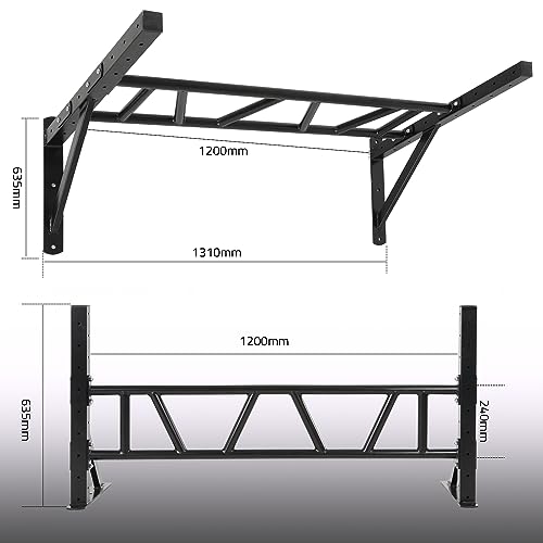 ISE Barra de tracción de pared, barra de tracción con múltiples posiciones de sujeción y distancia ajustable en relación a la pared, robusta/segura/estable, capacidad de hasta 200 kg, SY-1800