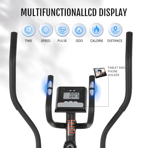 ISE Bicicleta elíptica de Calidad con Consola y Soporte de 8 Niveles de Resistencia, ergómetro, Bicicleta estática, SY-9906