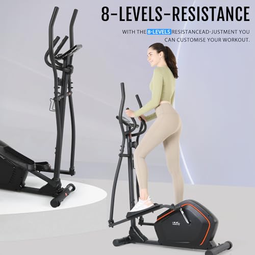 ISE Bicicleta elíptica de Calidad con Consola y Soporte de 8 Niveles de Resistencia, ergómetro, Bicicleta estática, SY-9906