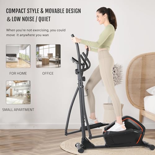 ISE Bicicleta elíptica de Calidad con Consola y Soporte de 8 Niveles de Resistencia, ergómetro, Bicicleta estática, SY-9906