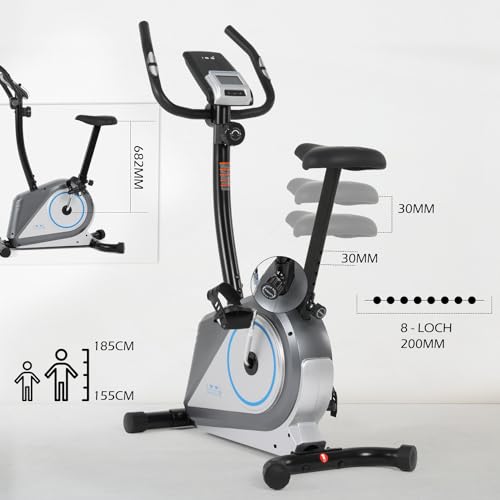 ISE Bicicleta Estática con 8 Niveles de Sistema magnético externo bidireccional, bicicleta estatica con LCD Pantalla, sensores de Pulso y Soporte para Tablet, bici estatica para Casa, SY-8826