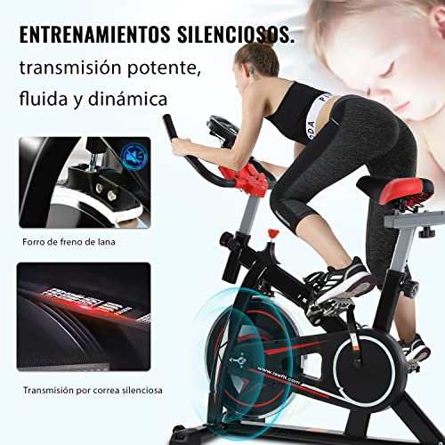 ISE Bicicleta Estática, Volante de Inercia, Ajustable Resistencia,Bicicleta Fitness de Gimnasio Ejercicio con Pantalla,Soporte, Sillín Ajustable,SY-7802