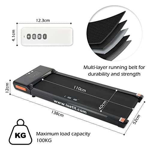 ISE Cinta de Correr eléctrica 1-6 KM/H 500W Motor, Cinta de Correr para Fitness en casa/Oficina, Pantalla LCD y Mando a Distancia, Ultra Delgada y silenciosa, SY-A144