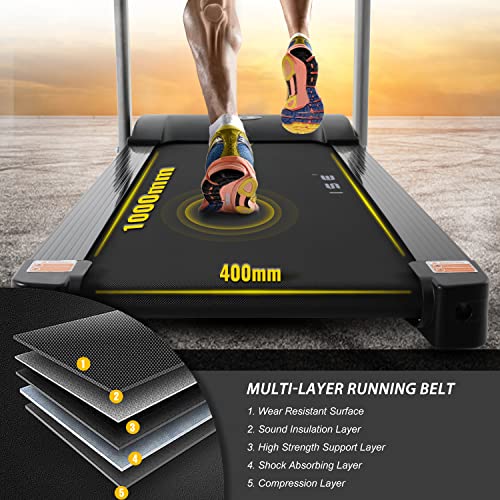 ISE Cinta de Correr eléctrica Plegable para Fitness, Motor de 2.0 HP, Pantalla LCD multifunción con 12 programas, Cinta de Correr silenciosa en la Oficina en casa, 100kg, SY-T2711