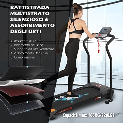 ISE Cinta de Correr Electrica Plegable Profesional, Caminadora Eléctrica en Casa con Pantalla, Cinta de Andar Soporte de Botella para Hogar Oficina motorizada 750W, Cinta Andar Plegable SY-1006