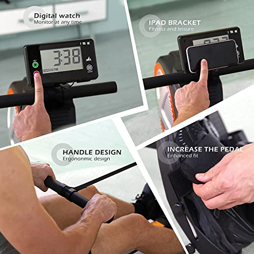 ISE Máquina de Remo semicomercial Plegable para Fitness, Sistema de Freno de Aire magnético y 8 Niveles de Resistencia, raíles de Aluminio Dobles. Pantalla LCD. Home ISE Cardio Fitness SY-1757