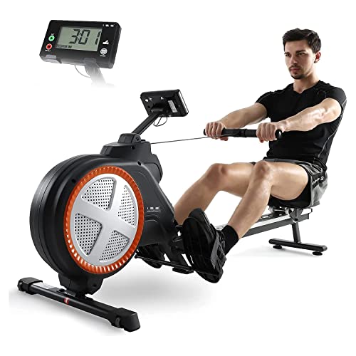 ISE Máquina de Remo semicomercial Plegable para Fitness, Sistema de Freno de Aire magnético y 8 Niveles de Resistencia, raíles de Aluminio Dobles. Pantalla LCD. Home ISE Cardio Fitness SY-1757