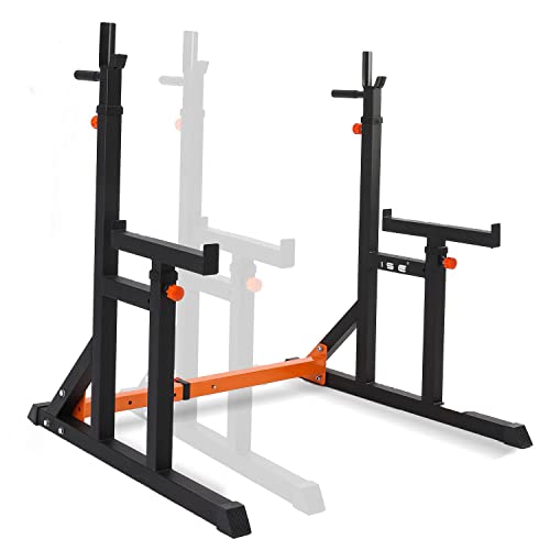 ISE Soporte Barra Pesas Soporte Sentadillas Rack Ajustable, Estante de Barra con Pesas Soporte de Levantamiento Gimnasio para Banco de Peso, Máx 200kg, SY-RK1002