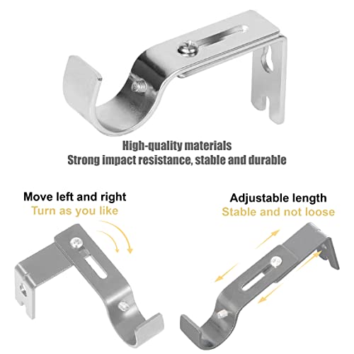 IUDWCG 2 Pcs Soportes de barra de cortina de metal ajustable soportes de pared, soportes de barra de cortina con tornillos para la oficina en casa, armario del dormitorio, armario, cuarto de baño