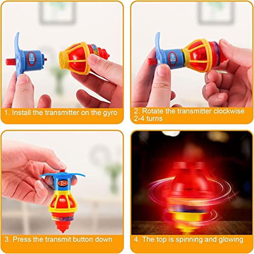 Jadyon 12 Peonza trompo, Juguetes para niños, Juego de peonzas, LED Spinning Tops Fidget Juguetes para niños, Juguetes para aliviar el estrés, Niños, Niñas, Fiesta cumpleaños favores (A)