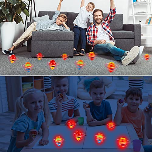 Jadyon 12 Peonza trompo, Juguetes para niños, Juego de peonzas, LED Spinning Tops Fidget Juguetes para niños, Juguetes para aliviar el estrés, Niños, Niñas, Fiesta cumpleaños favores (A)