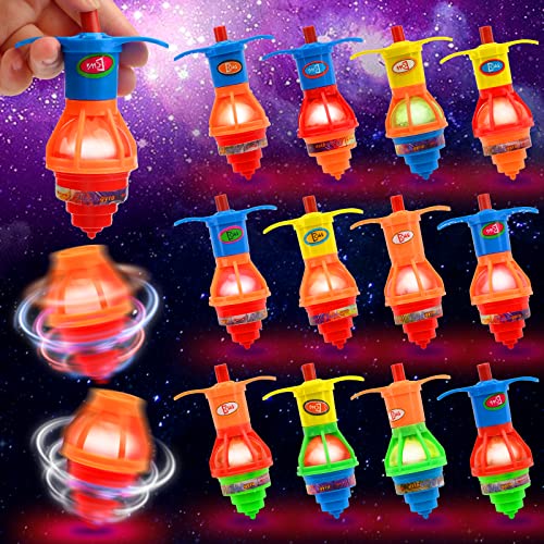 Jadyon 12 Peonza trompo, Juguetes para niños, Juego de peonzas, LED Spinning Tops Fidget Juguetes para niños, Juguetes para aliviar el estrés, Niños, Niñas, Fiesta cumpleaños favores (A)