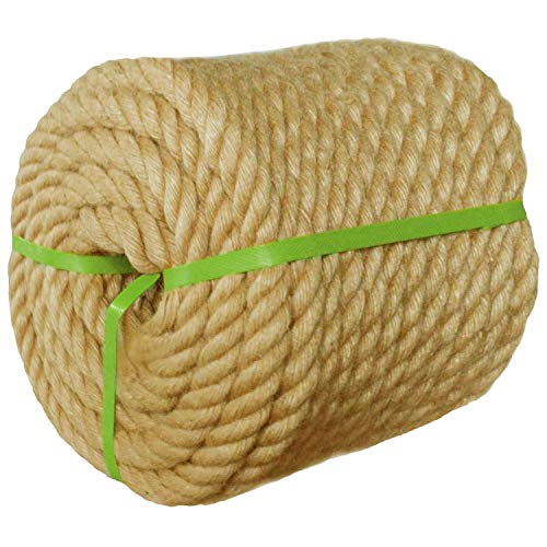 Jalunth Cuerda Rollo de Yute Gruesa Natural Cuerda Cáñamo Sisal para Jardín Colgar Fotos Rascador Gatos Manualidades Floristería Decoración Barcos Bricolaje 6.5 14 20 26 32 39 51mm/15 30m Marrón