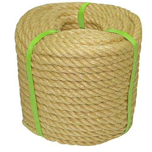 Jalunth Cuerda Rollo de Yute Gruesa Natural Cuerda Cáñamo Sisal para Jardín Colgar Fotos Rascador Gatos Manualidades Floristería Decoración Barcos Bricolaje 6.5 14 20 26 32 39 51mm/15 30m Marrón