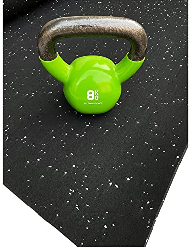 JARDIN202 - Esterilla de Ejercicio Moteado Blanco - Fitness especial para Gimnasios | SPORT PREMIUM | Base Negra | 1'25m (Ancho) x 1m (Largo) (4mm de altura)