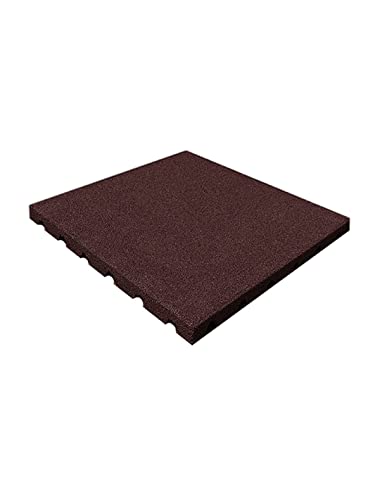 JARDIN202 - Loseta de Caucho Antivibración | Especial para Exterior y Gimnasios | Suelos Infantiles | Fitness | 50 x 50 x 1,5 cm (Roja)