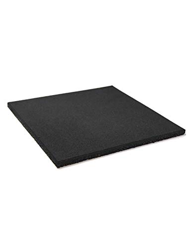 JARDIN202 - Loseta de Caucho Maciza Profesional | 50x50cm | Especial para Gimnasios y Competiciones | Fitness | 15 mm - 1 Unidad (Negra)