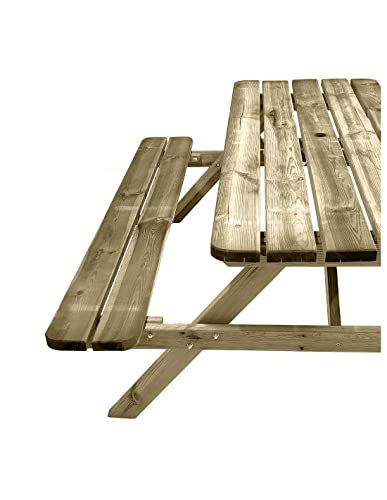 Jardin202 - Mesa de Picnic para 6-8 Adultos Resistencia | Comedero de Madera para Exterior | 177 x 152 x 71 cm | Natural