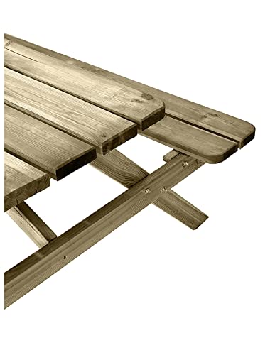 Jardin202 - Mesa de Picnic para 6-8 Adultos Resistencia | Comedero de Madera para Exterior | 177 x 152 x 71 cm | Natural