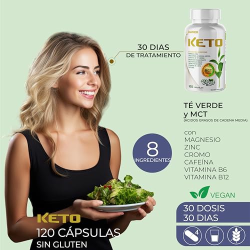 Jarmor Keto Quemagrasas para adelgazar y rapido | Quema grasas Fat Burner Reductor Tè verde Vegano 120 Cápsulas