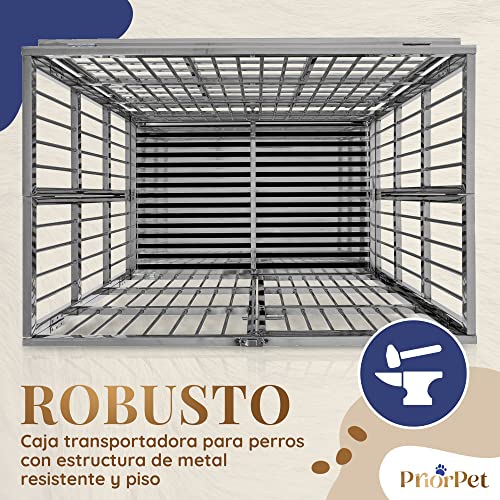 Jaula para Perros PriorPet - Diseño Plegable y fácil de Montar para un Transporte cómodo - Doble Cierre para Mayor Seguridad - Bandeja extraíble para una Limpieza rápida - Construída con Acero inoxi