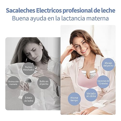 Jheppbay Sacaleches Electricos Manos Libres Portátil - Extractor de Leche Materna con Función de memoria, Sin BPA, con 21mm/24mm Brida (Blanco, 1 Pieza)