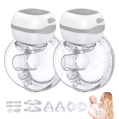 Jheppbay Sacaleches Electricos Manos Libres Portátil - Extractor de Leche Materna con Función de Memoria, Sin BPA, con 21mm/24mm Brida (Blanco, 2 Piezas)