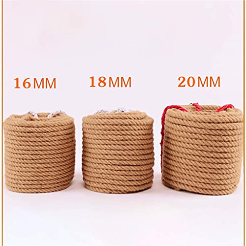 JHNEA Cuerda de Cáñamo, 16MM / 18MM / 20MM Cuerda de Yute, Natural Cuerda Gruesa, Multiusos Cuerda para Manualidade, Manualidades, Embalaje de Regalo, Jardinería,16mm_10m