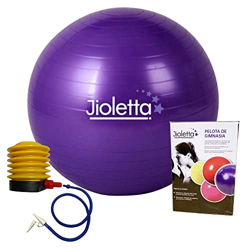 Jioletta - Pelota Pilates, Pelota Fitness, Pelota Embarazadas, Fitball - Segura, Resistente, Antiestallido - Inflador (65cm, Púrpura)