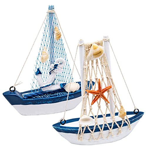 JJQHYC Velero Decoración Marítima Deco Velero de Madera para Baño Pequeños Barcos de Madera Tema Marino Velero Modelo Regalo de Cumpleaños