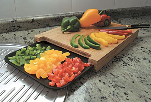 Jocca - Tabla de cortar de cocina con bandeja Resistente Báscula Cocina con Pantalla LCD, Tablero Bambú Higiénico, Tablas de Cocina 36x27,5x4, Utensilios de Cocina Originales, SE0170