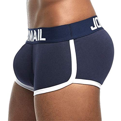 JOCKMAIL Ropa Interior para Hombre Sexy Boxeador con Almohadilla extraíble Ropa Interior de algodón para Hombre con Almohadilla Nalgas (XL, Azul Marino)