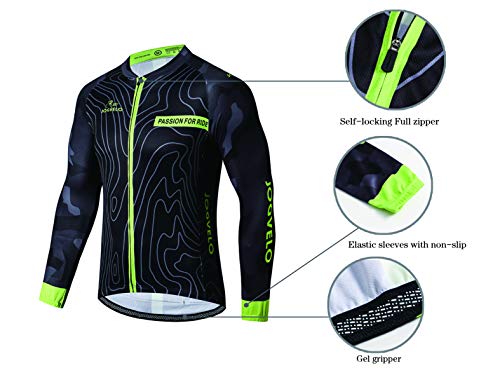 JOGVELO Maillot Ciclismo, Ropa Ciclismo Conjunto Hombre Mangas Largas Jersey + Culotes Ciclismo Reflectante Transpirable, L