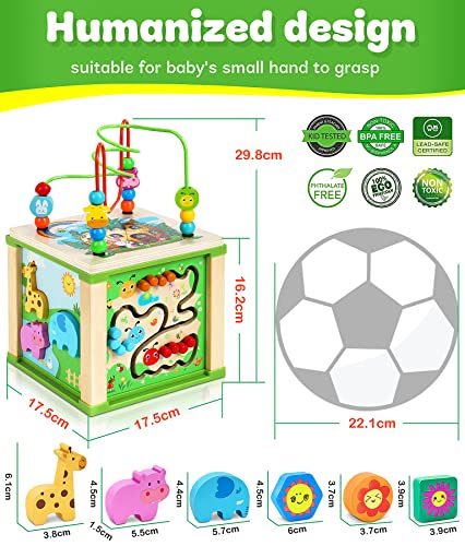 Jojoin Cubo de Madera, Actividades Montessori, Habilidades Brinquedos Regalo Educativo, Juguete para Niño 1 a 2 años