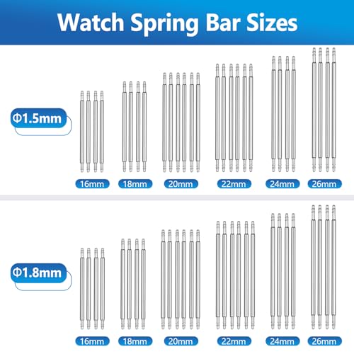 JOREST Reloj Herramienta de la Barra de Resorte, Kit Reparación Reloj, Herramienta de Reemplazo de Correa, 56PCS (16-26mm) Barras de Resorte