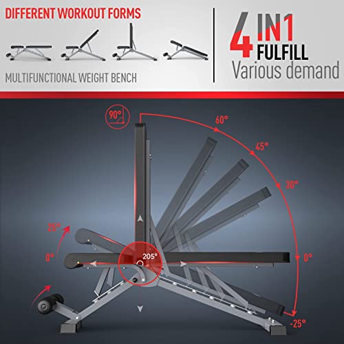 JOROTO MD60 Banco De Pesas Ajustable – Banco De Entrnamiento De Musculación Plegable De Capacidad De 360 kg Para Bench Press De Cuerpo Completo