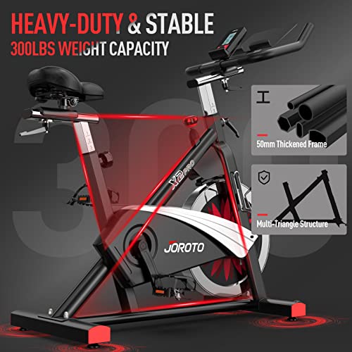 JOROTO X2PRO Bicicleta Estática con Bluetooth y Disco Inercia 16kg, Bicicleta de Ciclismo Interior con Resistencia Magnética Legible, Soporte para Tableta y Pantalla LCD, peso máx 150kg