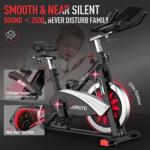 JOROTO X2PRO Bicicleta Estática con Bluetooth y Disco Inercia 16kg, Bicicleta de Ciclismo Interior con Resistencia Magnética Legible, Soporte para Tableta y Pantalla LCD, peso máx 150kg