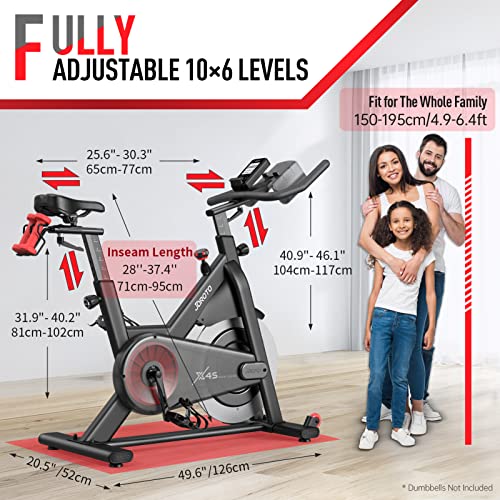 JOROTO X4S - Bicicleta Estática Bluetooth Para Interiores Con Resistencia Magnética Legible y Transmisión Por Correa (Capacidad De 160 Kg)