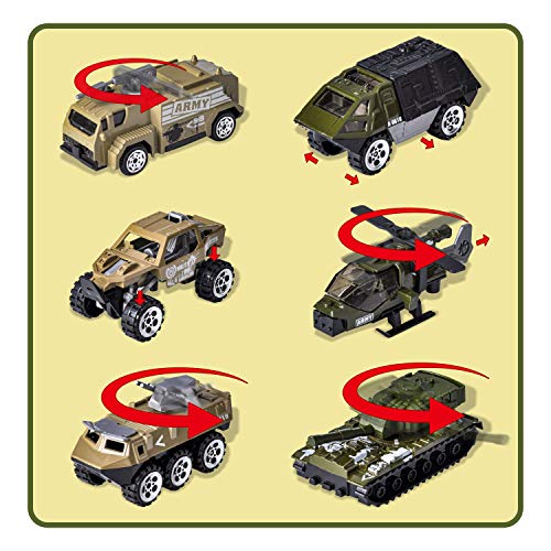 JOYIN 15 PCS Military Friction Powered Transport Cargo Airplane Toy with Die-Cast Military Cars Including 6 Diecast Military Vehicle Toys and Army Men Action Figures for Combat Toy Imaginative Play