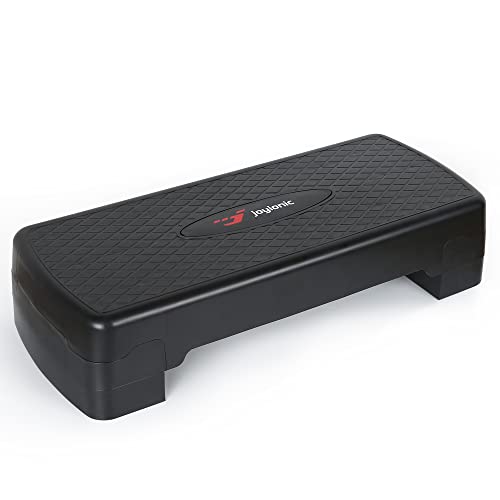 joyionic Plataforma Step Board Aparato de Gimnasia Multifunción Fitness Aeróbic, Altura Ajustable 68 x 28 x 10/15 cm, Superficie Antideslizante, Negro