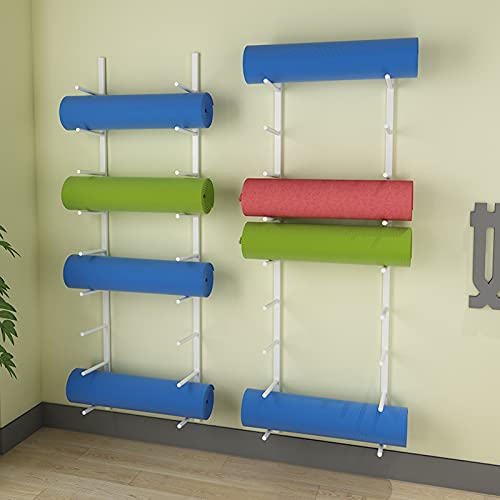 JTYX Soporte para Esterilla de Yoga Metal Estante de Almacenamiento para Esterillas de Yoga Montadas en Pared, Gran Capacidad Baño Porta Toalla, Estante Organizador Rodillos Espuma