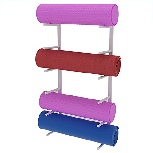 JTYX Soporte para Esterilla de Yoga Metal Estante de Almacenamiento para Esterillas de Yoga Montadas en Pared, Gran Capacidad Baño Porta Toalla, Estante Organizador Rodillos Espuma