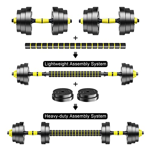 Juego de 2 mancuernas ajustables 15 kg mancuernas profesionales con tubo de acero de conexión para el hogar, gimnasio