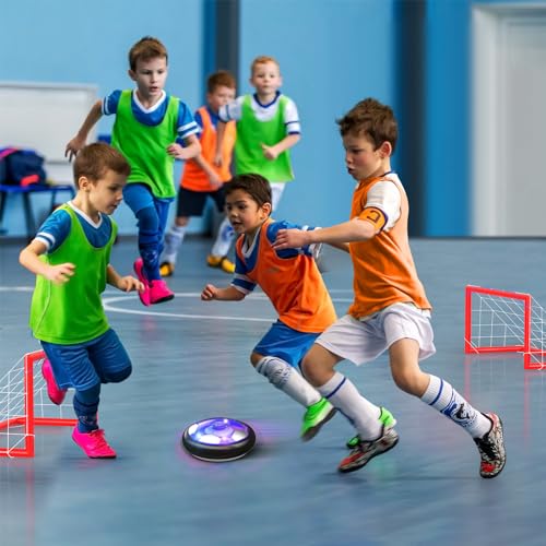 Juego de Air Power Football con 2 Porterías, Juguetes Recargables, Balón de Fútbol con Luces LED, Balón de Fútbol Air Power para Niños, Niñas, Juegos de Interior al Aire Libre 3-12 Años