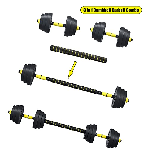 Juego de mancuernas ajustables con pesos, barras moleteadas con cierres de estrella, barras largas ajustables para entrenamiento de fuerza (amarillo-10 kg)