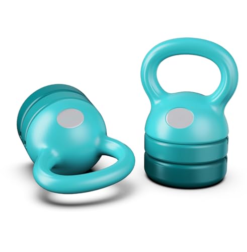 Juego de pesas rusas ajustables de 5,4 kg, pesas rusas de entrenamiento de fuerza para hombres y mujeres, gimnasio en casa, 4 ajustes diferentes, 2,3/3,6/4,1/5,4 kg (azul)