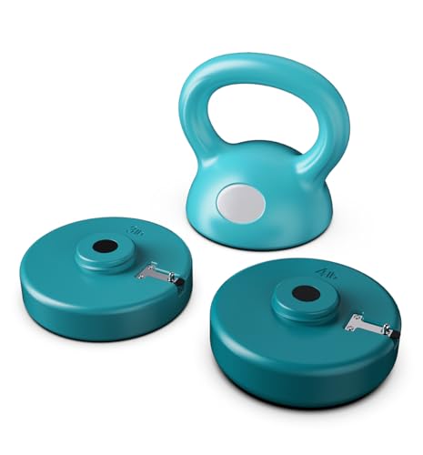 Juego de pesas rusas ajustables de 5,4 kg, pesas rusas de entrenamiento de fuerza para hombres y mujeres, gimnasio en casa, 4 ajustes diferentes, 2,3/3,6/4,1/5,4 kg (azul)